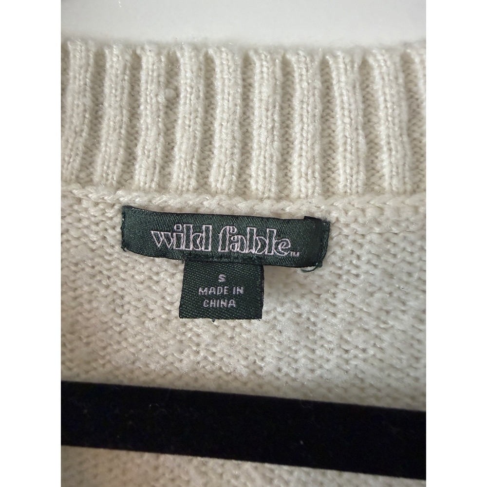 Wild Fable Fair Isle Sweater Vest Womens Small Pastel V Neck Cream Knit Preppy - Picture 3 of 5